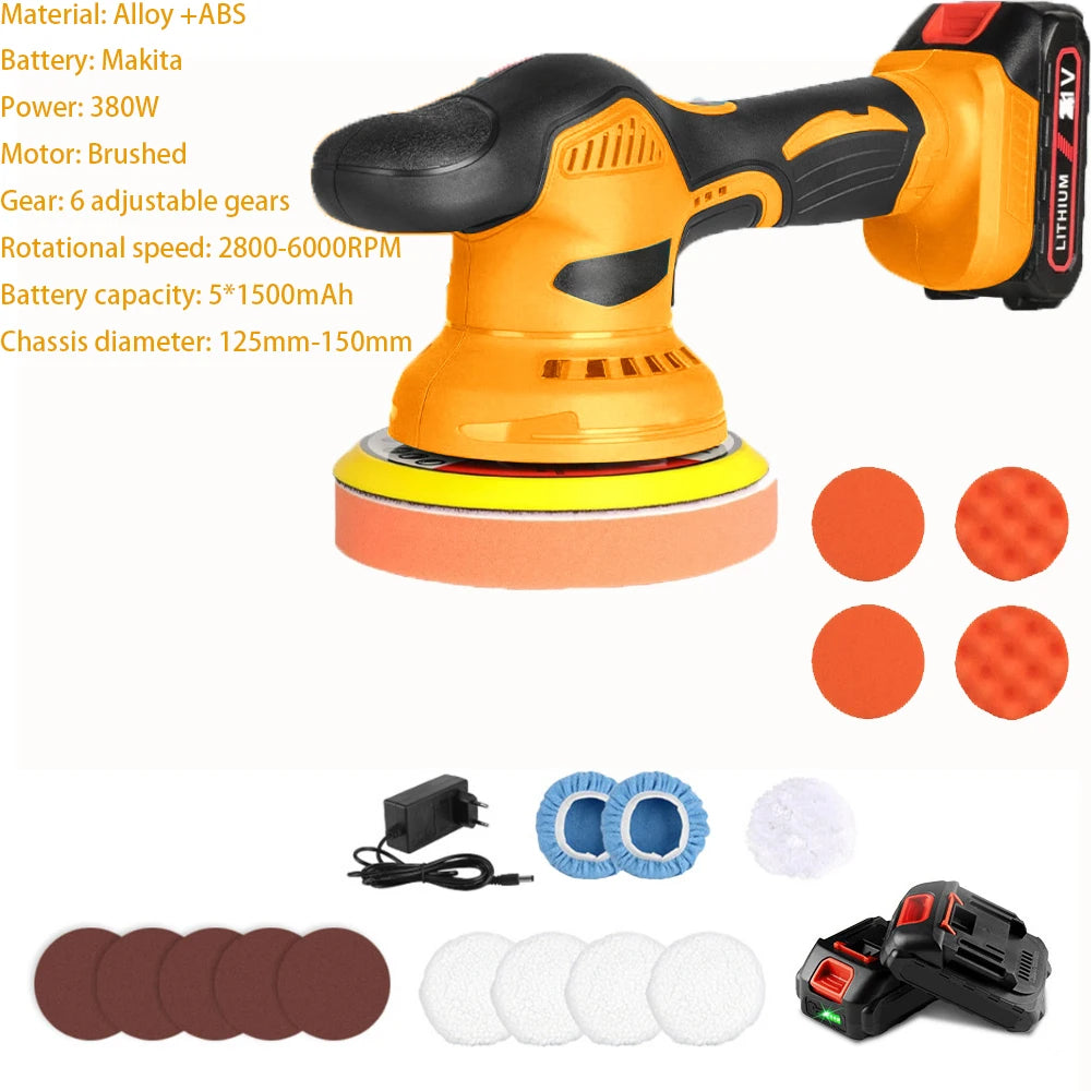 Cordless 6 Gears Electric Car Polisher Electric Polishing pot Tool Cordless Auto Polish wating Machine For Makita 21V Battery