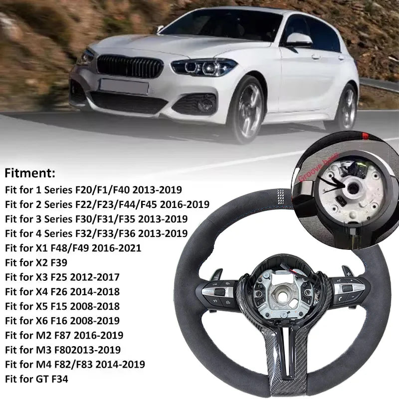 Carbon Trim Full Alcantara Steering Wheel for BMW F01 F10 F20 F22 F30 F31 F32 M2 F87 M3 F80 M4 F82 F90 X5 F15 F16