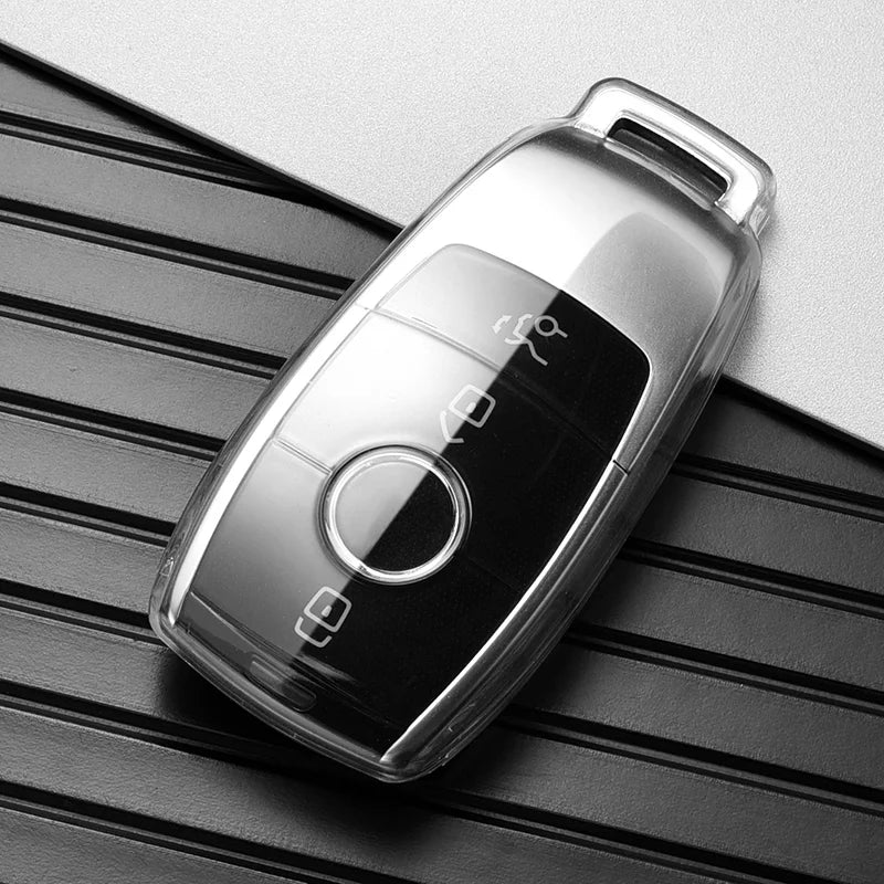 Transparent TPU Car Key Case Cover for Mercedes Benz E C S GLC Class E200 E400 E63 W213 S550 S560 C260 A200 Key Shell Protector