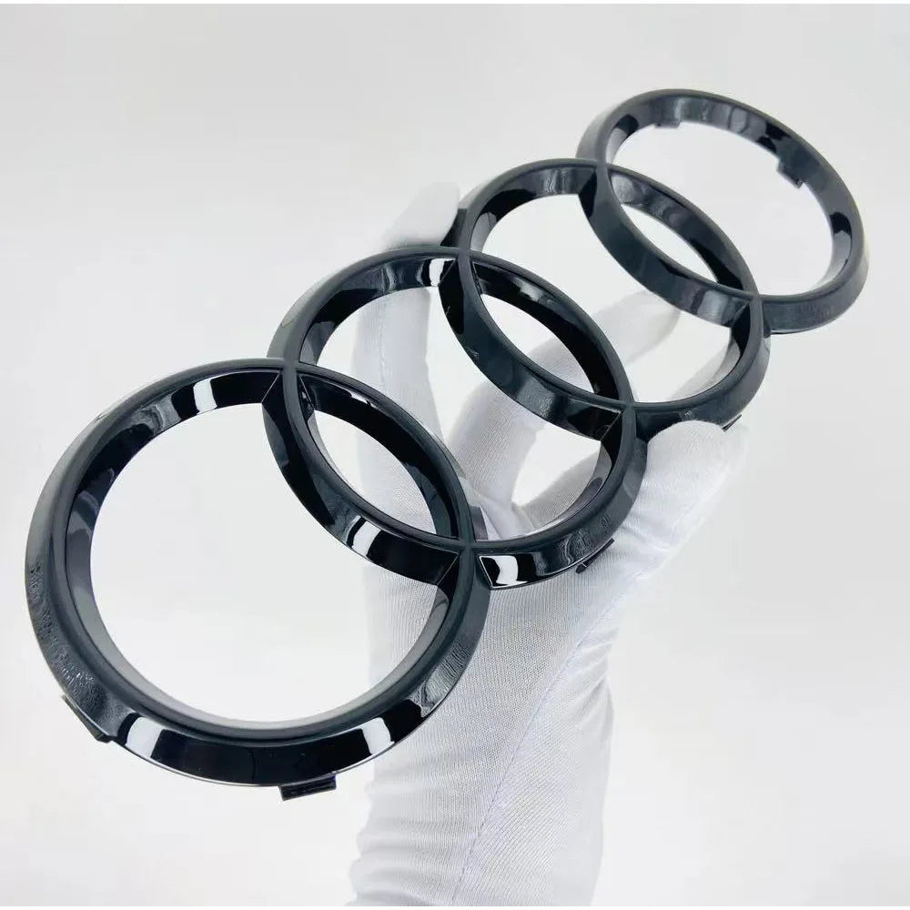 Audi 4Ring ABS Car Hood Front Bonnet Grill Rear Trunk Emblem Black/Silver Logo Badge Sticker For A3 A4 A5 A6 A7 Q2 Q3 Q5 Q8 TT