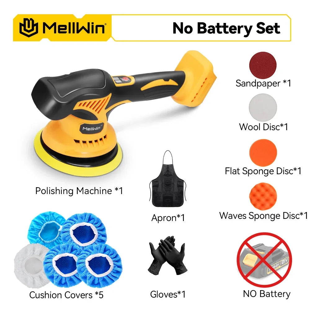 MELLWIN 6000rpm 8 vites dijital ekranlı akülü elektrikli parlatma makinesi Makita 18V pil pimi için araba cilalama ağda zımparalama makinesi