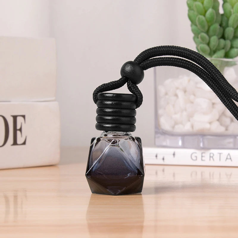 1Psc Black Cap Dyed Square Cap Empty Bottle Car Essential Oil Diffuser Fragrance Air Freshener Scent Perfume Bottle Ornament
