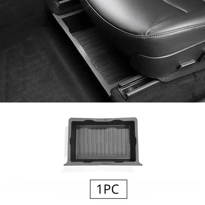 Underseat Storage Box for Tesla Model Y 2021-2024 Seats Drawer TPE Hidden Storage Tray Push Pull Car Organizer Car Accessories