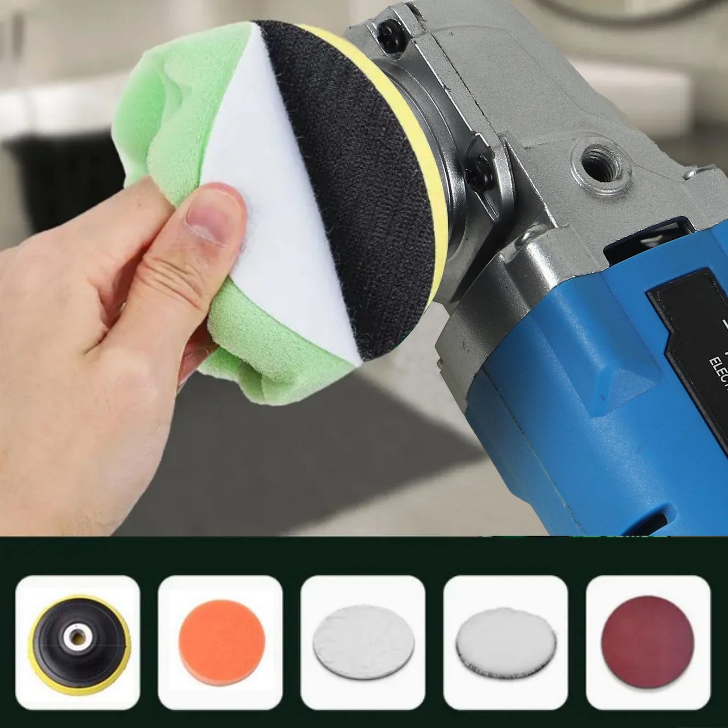 16V Cordless Car Polisher Tool Sets,Cordless Polisher Variable Speed Buffer, 4000mAh Li-ion Battery with Fast Charger and Polish