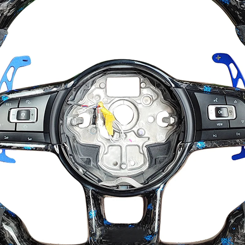 Forged Carbon Fiber Steering Wheel Suitable For Golf 7 7.5 GTI Models With LED And Multifunction Buttons, Shift Paddles