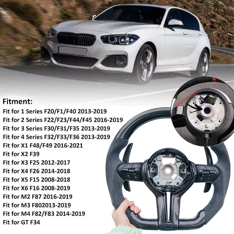 for BMW F30 F10 F31 F20 E90 adopts genuine carbon fiber and sports steering car accessories//M logo steering wheel is suitable