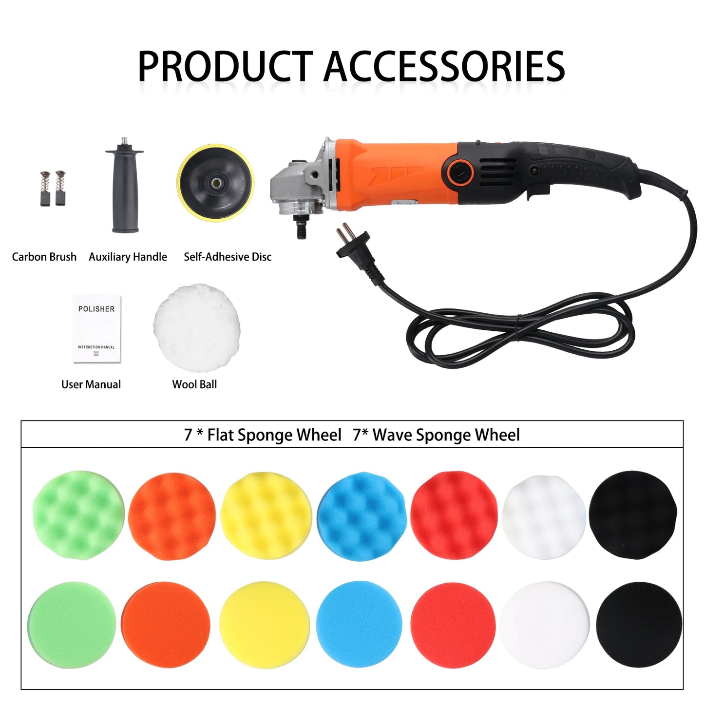 Podofo 1200W Döner Araba Cilalama Makinesi Cila Makinesi Tekne Araba Cilalama ve Cilalama için Çıkarılabilir Saplı 8800 RPM Sünger Döner Cila Makinesi