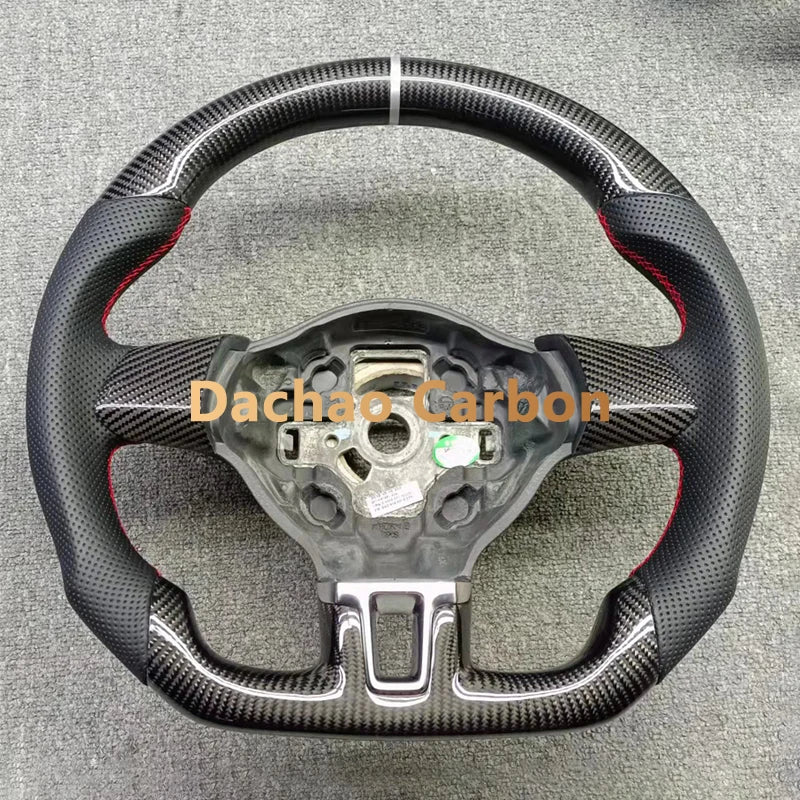 Real Carbon Fiber Steering Wheel For Volkswage VW Golf 6 6R GTI High Quality Leather Custom Style