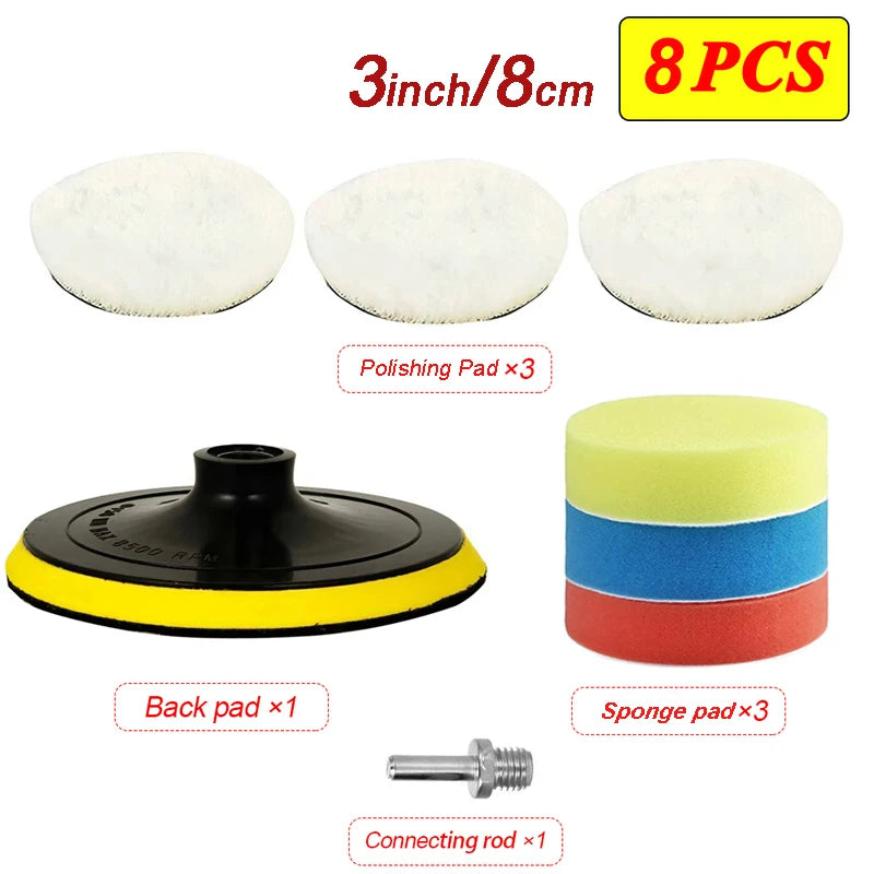 5/8Pcs 7/6/5 Inch Polishing Kit Polishing Pad Car Waxing Sponge Disk Wool Wheel for Auto Body Beauty Polisher Washing Car Gadget