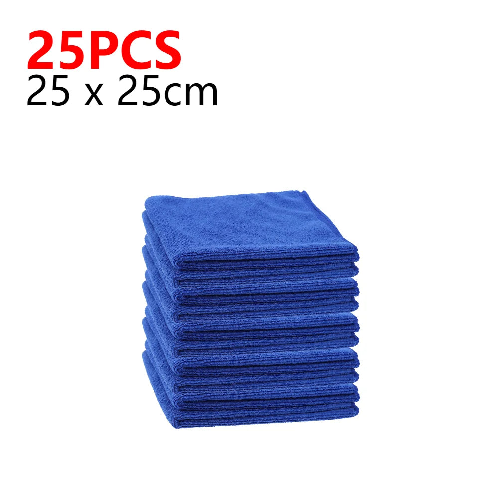 25-100PCS Microfibre Cleaning Auto Soft Cloth Quick Dry Large Soft 25 x 25cm Car Wash Cloths Home Cleaning Micro Fiber Towels