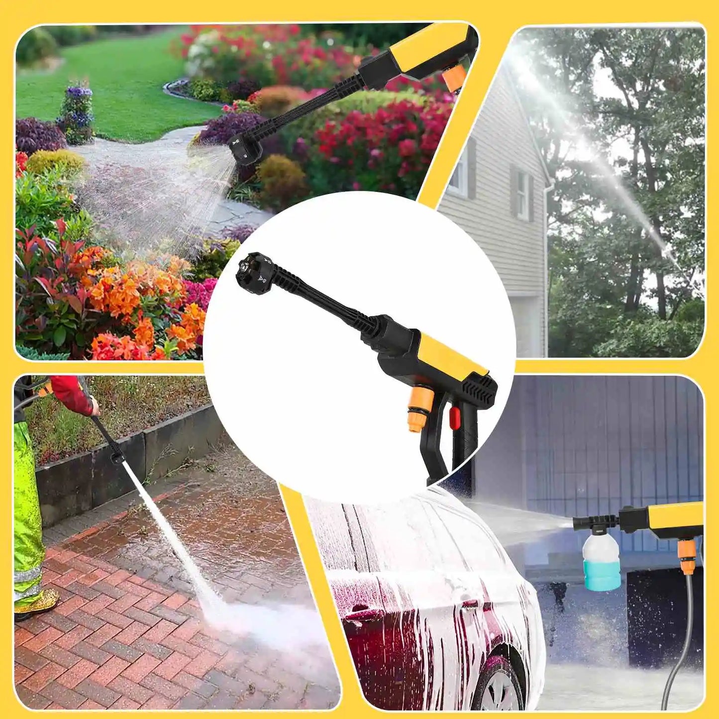 70Bar 6IN1 Cordless High Pressure Car Washer Spray Water Gun Foam Generator Water Gun Spray Cleaner Car Washing Machine for Home