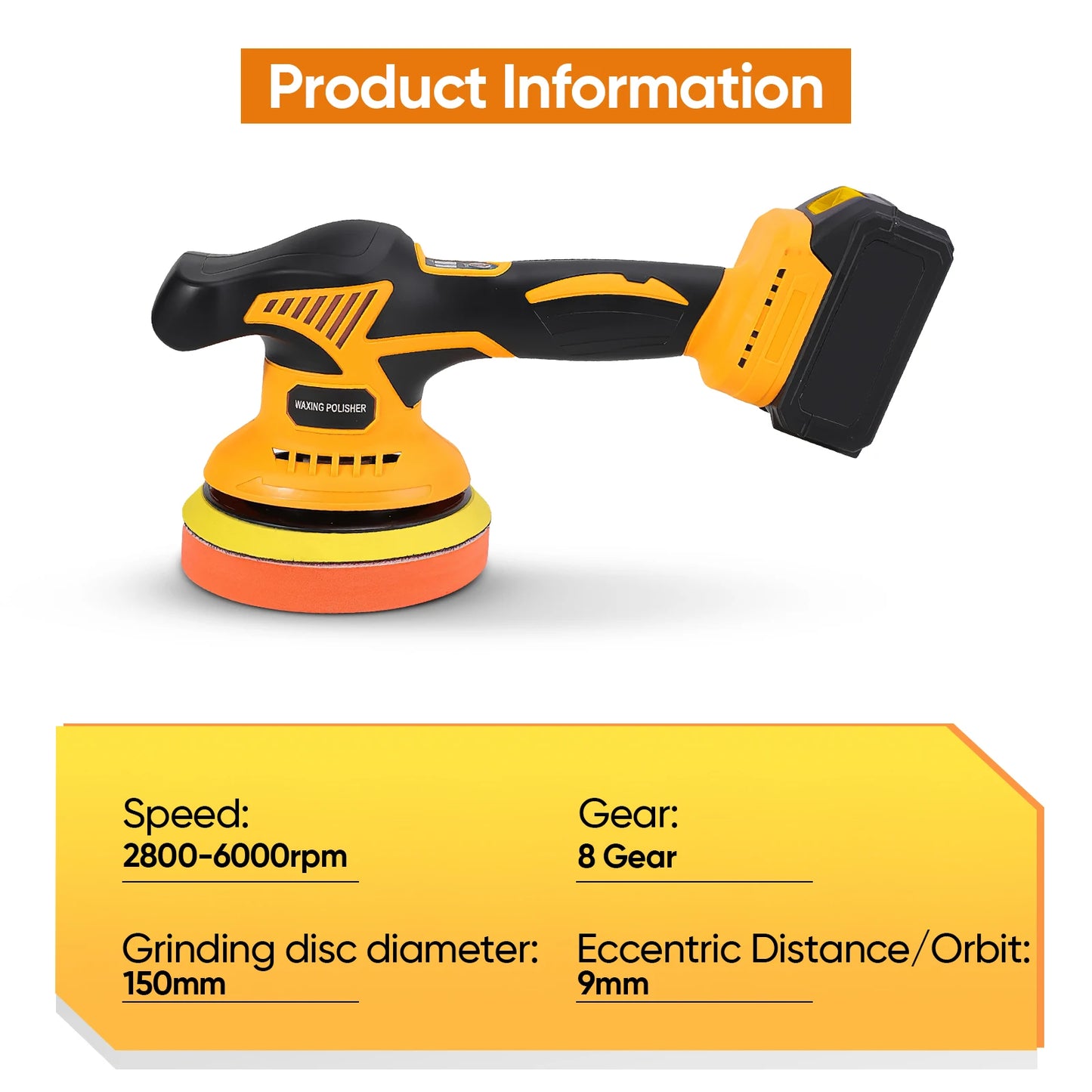 6000RPM 8Gears Digital Display Cordless Electric Polisher Car Polishing Waxing Sanding Machine For Makita 21V Battery