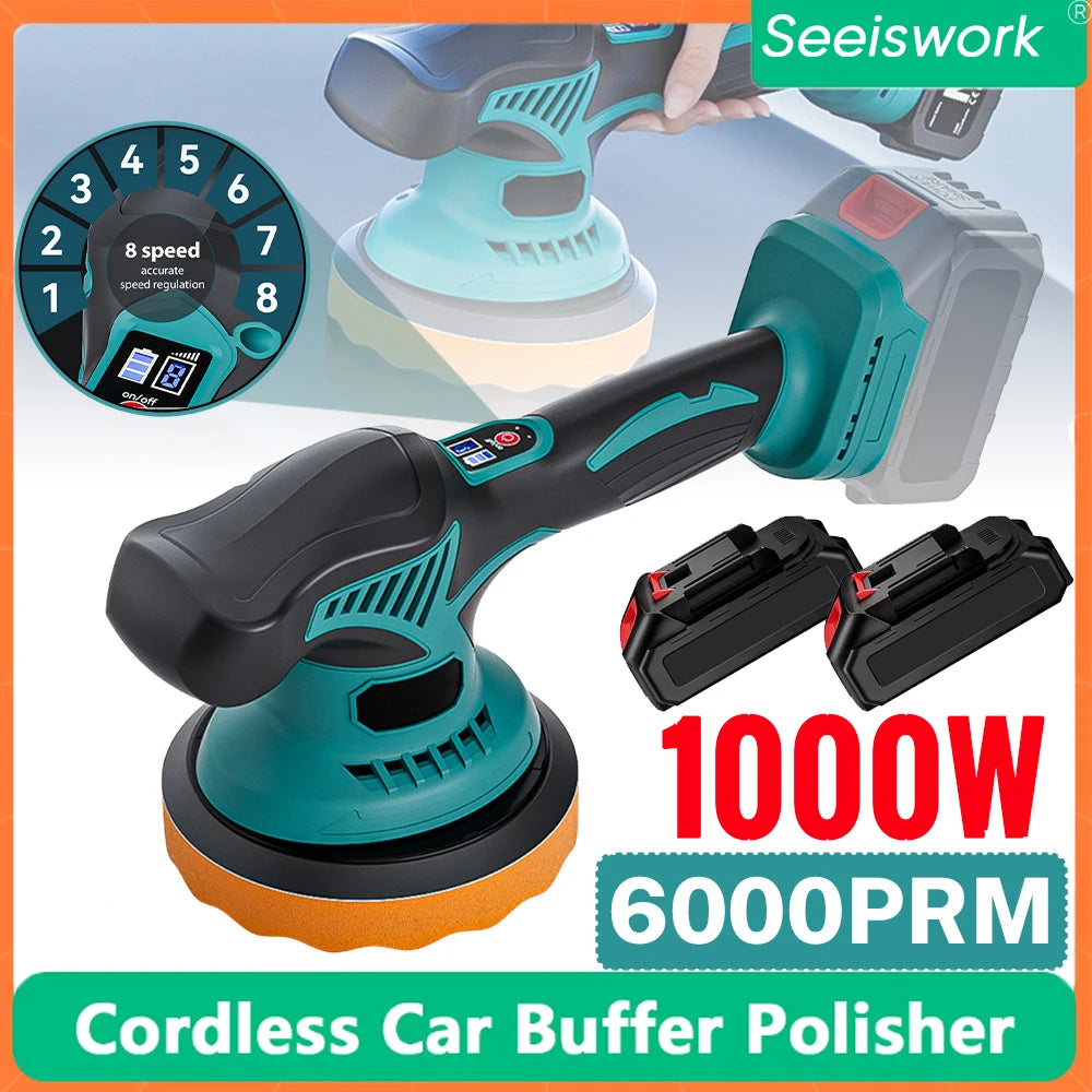 6000RPM Cordless Polisher 8 Gears Rechargeable Car Polishing Machine Electric Rotary Tool For Makita 21V Battery