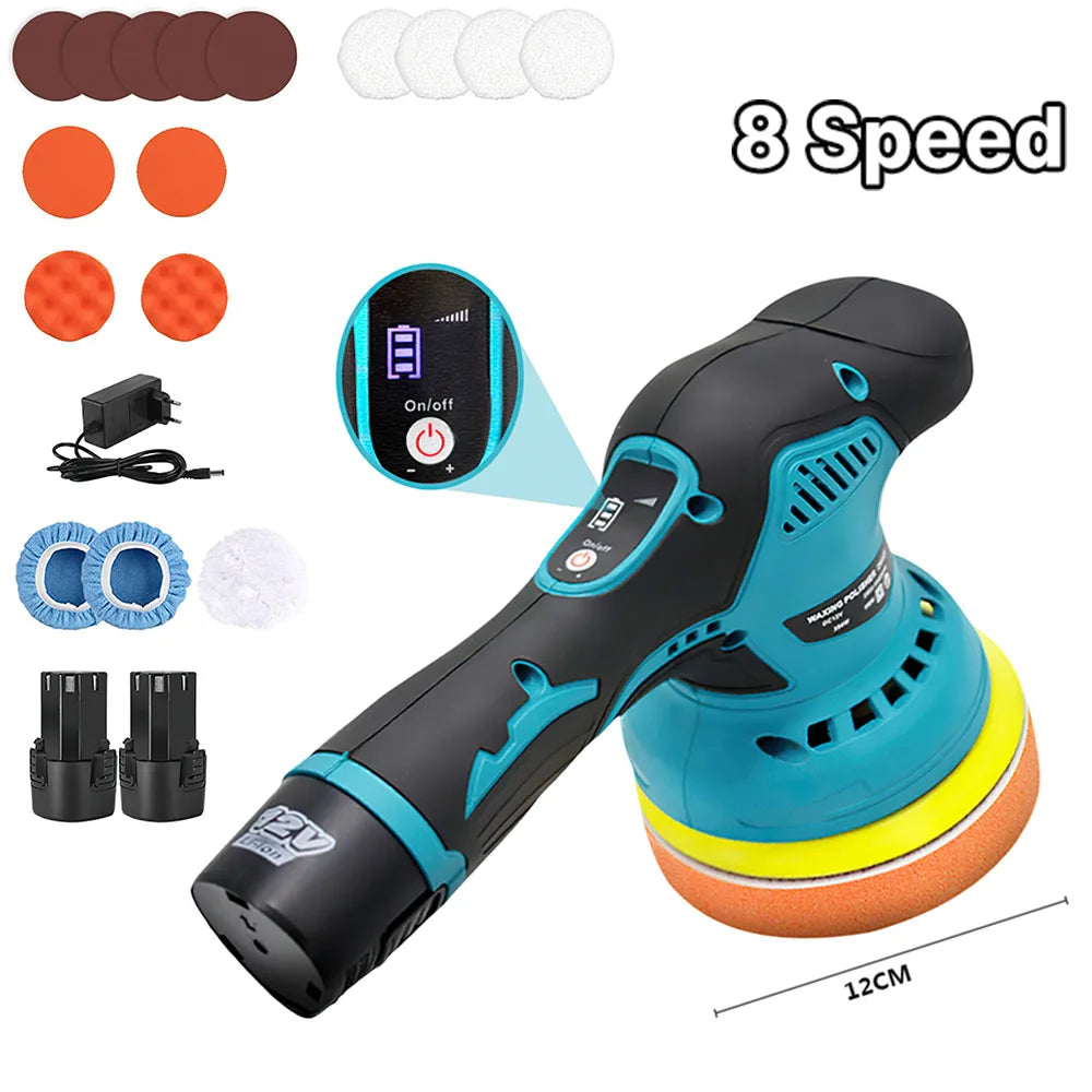 Cordless 12V Car Polisher 6 SpeedElectric Polisher Automobile Car Polishing Sealing Glaze Machine Fit with Lithium Battery