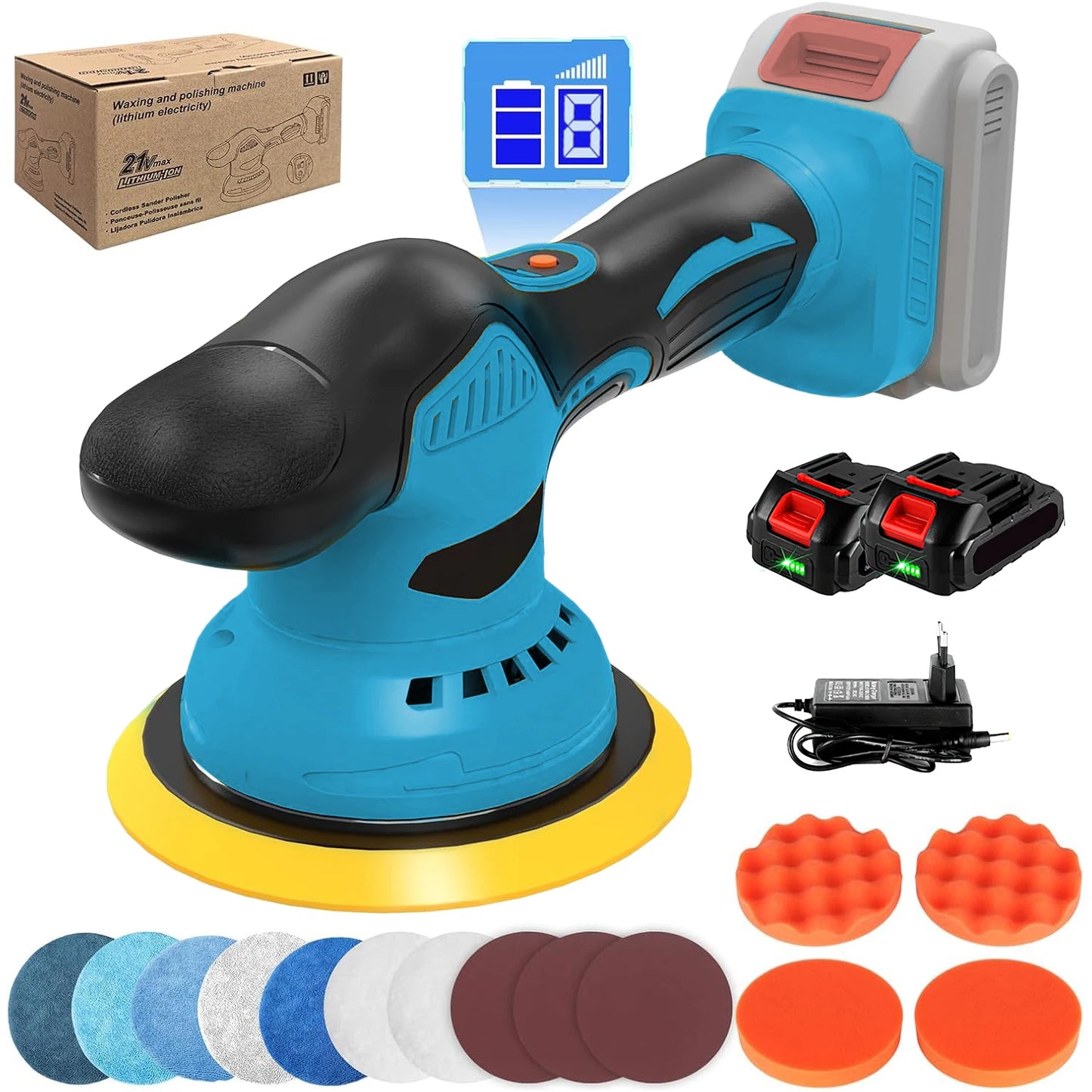 8 Gears 380W Cordless Car Polisher 12V Lithium Electric Polishing Waxing Machine For Repairing Scratches Wireless Sander Polish