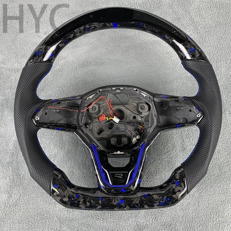 For Volkswagen  Golf 8 GTI R Line MK8 Scirocco GTS R 2018 2019 2020 2021 2022 2023 LED Forged Carbon Fiber Steering Wheel