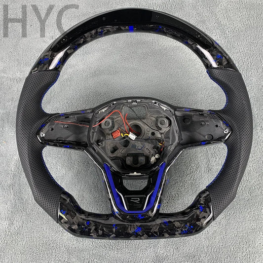 For Volkswagen  Golf 8 GTI R Line MK8 Scirocco GTS R 2018 2019 2020 2021 2022 2023 LED Forged Carbon Fiber Steering Wheel