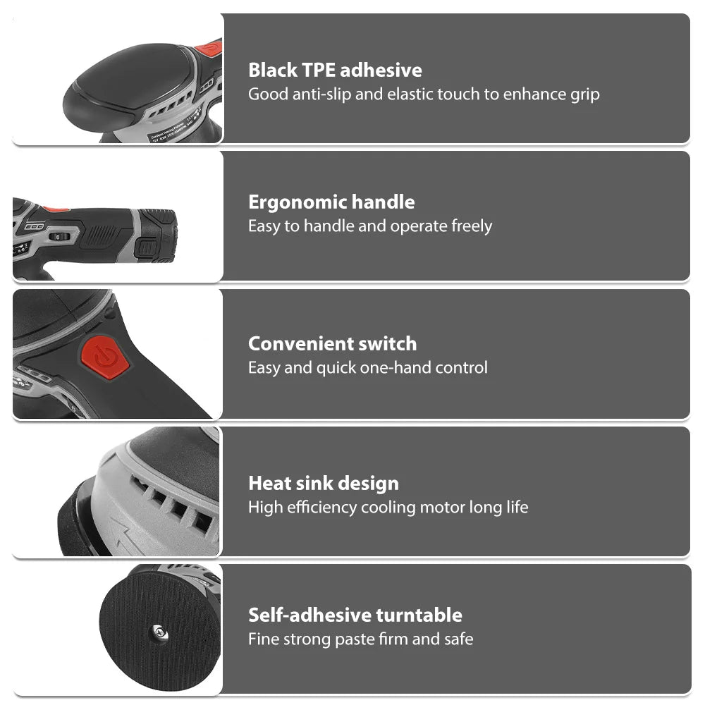 Cordless 12V Car Polisher 6 SpeedElectric Polisher Automobile Car Polishing Sealing Glaze Machine Fit with Lithium Battery