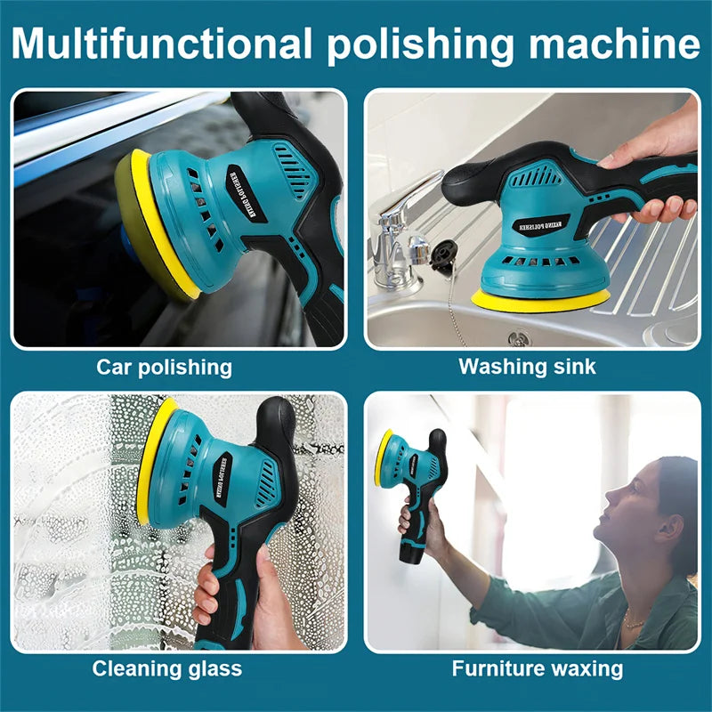 8 Gears 380W Cordless Car Polisher 12V Lithium Electric Polishing Waxing Machine For Repairing Scratches Wireless Sander Polish