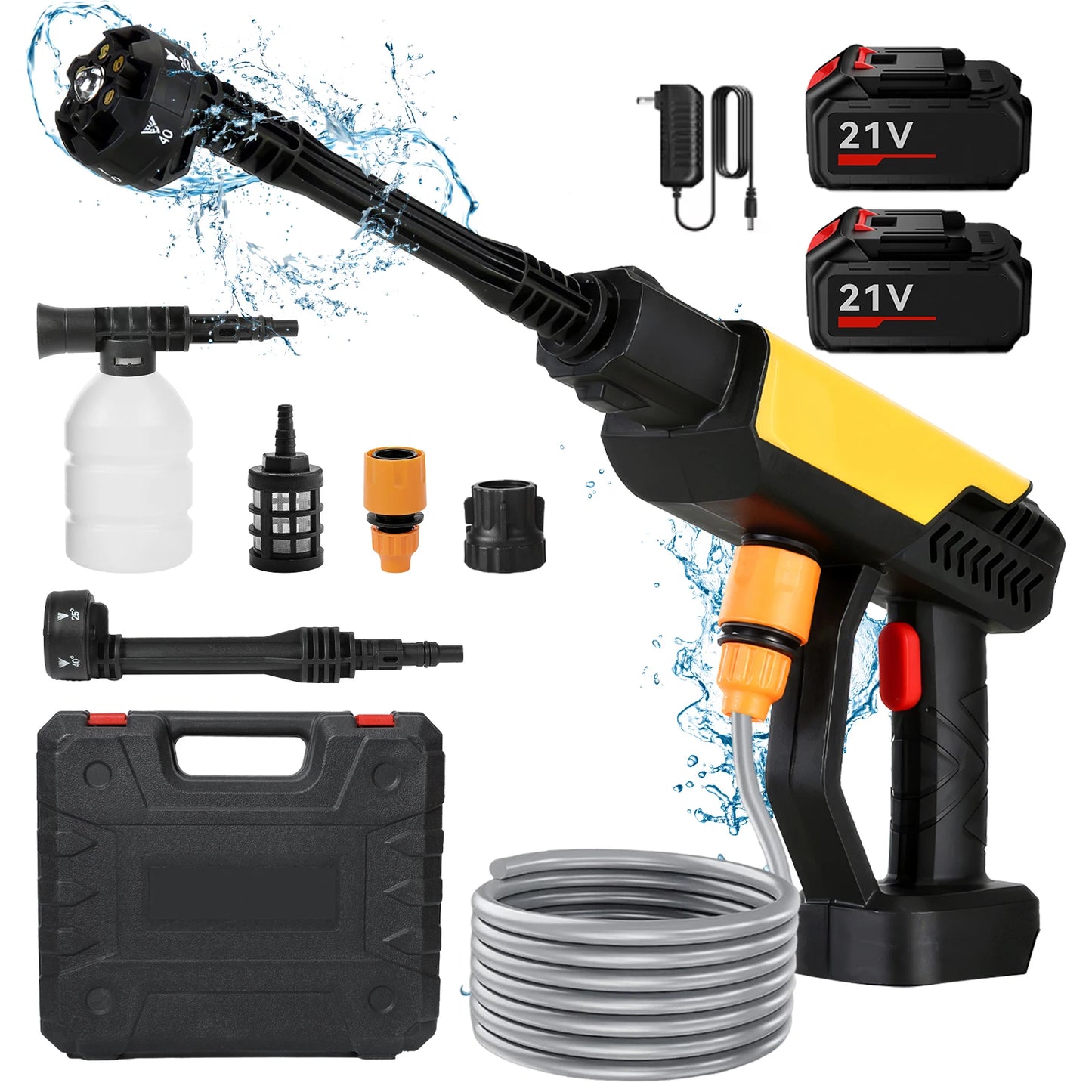 70Bar 6IN1 Cordless High Pressure Car Washer Spray Water Gun Foam Generator Water Gun Spray Cleaner Car Washing Machine for Home
