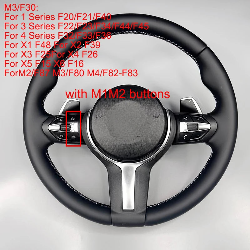 Interior Leather Steering Wheel For BMW 3 5 Series F10 F15 F20 F22 F30 F32 F36 F80 F82 M3 M4 M5 E90 E70 M Sport Steering Wheel