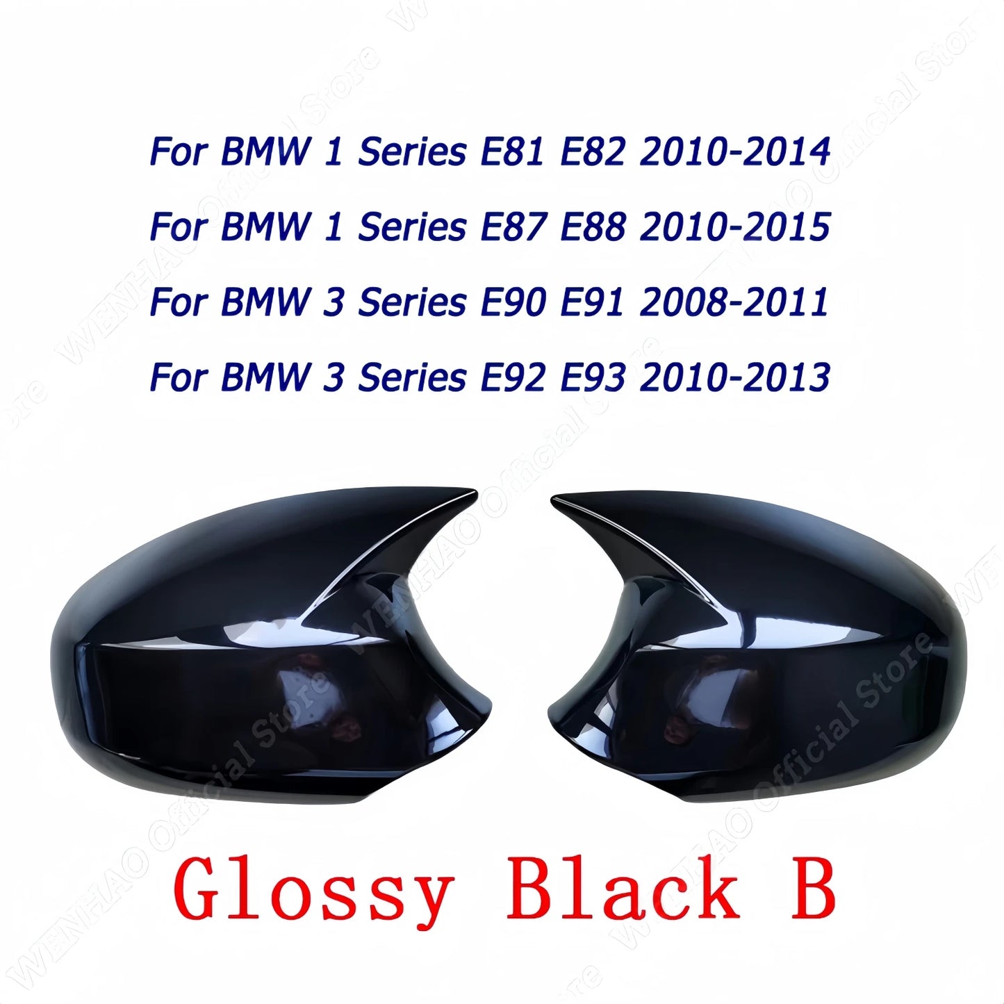 2Pcs Gloss Black Side Rearview Mirror Covers For BMW E90 E91 2005-2011 E92 E93 2006-2013 E81 E82 E88 E87 E88 Car Exterior Parts