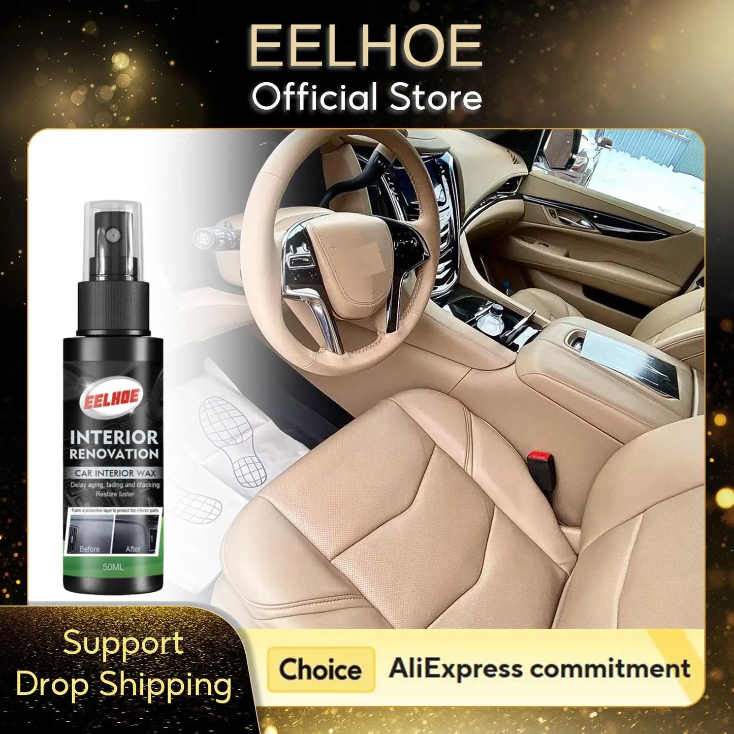 EELHOE Car Leather Protection Spray Delay Oxidation Seat Car Detailing Plastic Restorer Car Leather Seats Cleaning Spray 50ml