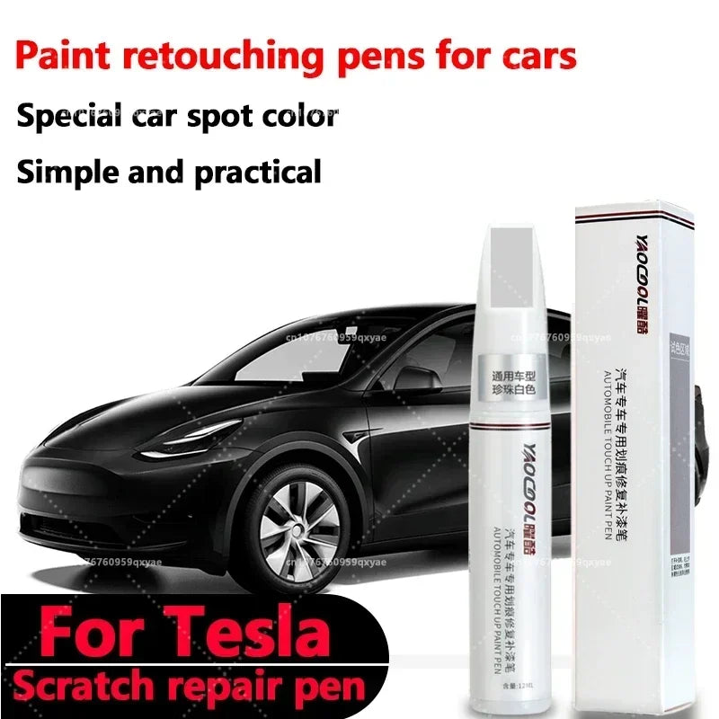 Suitable for Tesla paint retouching pen Pearl white deep sea Blue Tesla wheel repair special retouching pen set