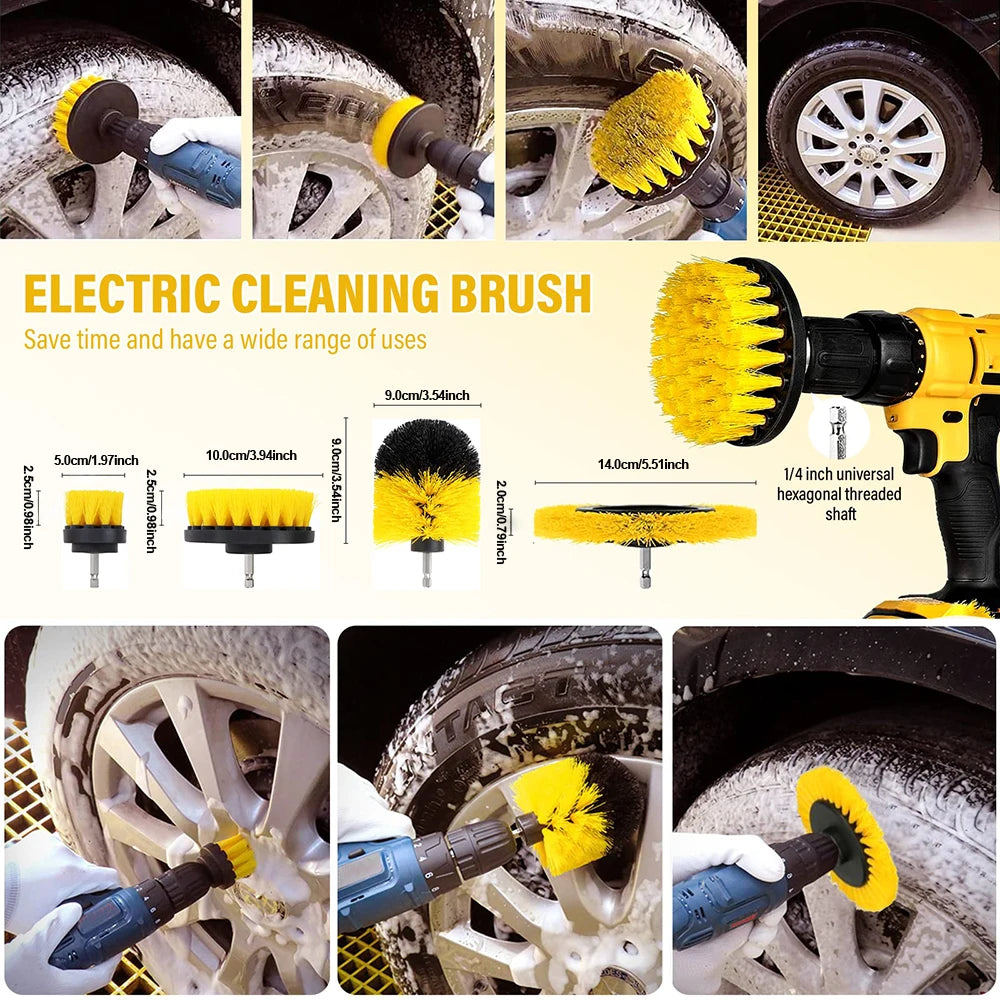 20Pcs Car Cleaning Drill Brush Kit Details Brush Attachments for Polishing Wheels Interior Car Wash Brush Car Beauty Brush