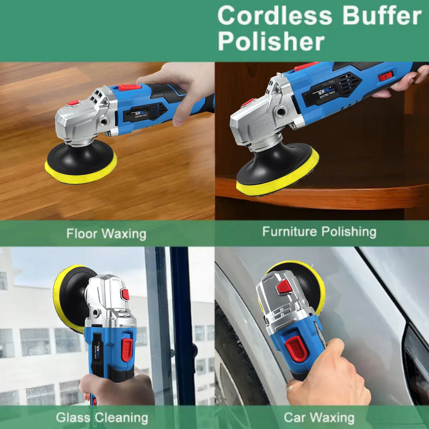 16V Cordless Car Polisher Tool Sets,Cordless Polisher Variable Speed Buffer, 4000mAh Li-ion Battery with Fast Charger and Polish