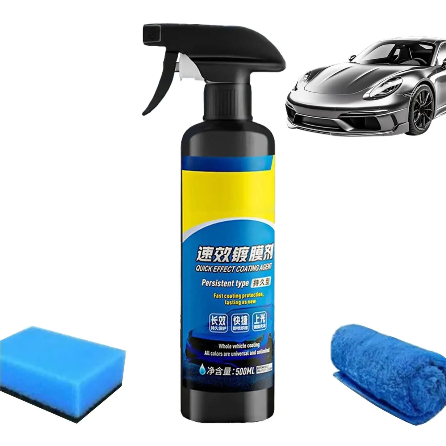Car Coating Agent Polish Spray Waterless Wash Wax 500ml Quick Effect Scratch Wax Polish Waterless Wash Oil Film Glass Cleaner