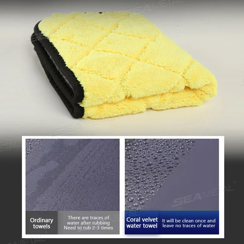 SEAMETAL Microfiber Car Cleaning Towel 800GSM Thicken High Abosorbent Washing Drying Cloth Ultra-Soft Scratch-Free Clean Towels