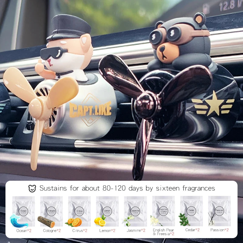 Bear pilot car air freshener flavor dog vent perfume diffuser fragrance scent  auto deroration acccessories aromatherapy auto