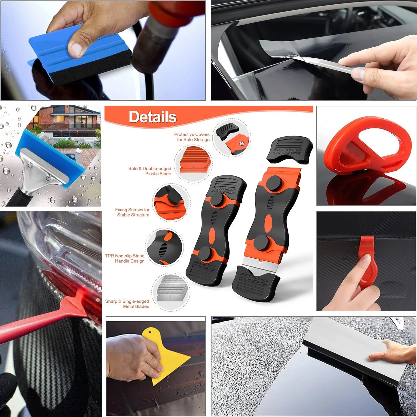 Car Wrapping Tools Kit Finish Line Vinyl Wrap Cutting Kit Window Film Tinting Tool Auto Foil Set Vinyl Tint Squeegee Scraper