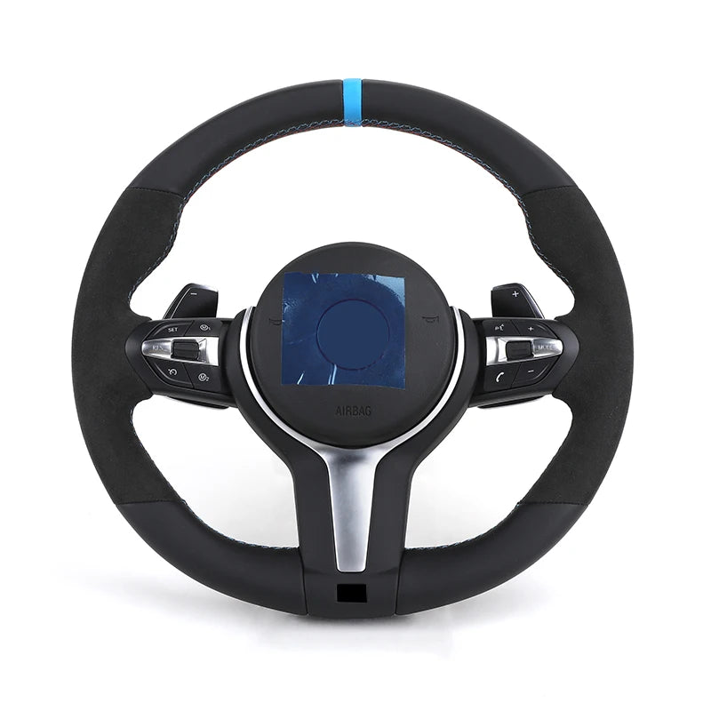 Wide Paddle Half Alcantara Leather M Sport Steering Wheel for BMW F06 F10 F20 F21 F22 F30 F31 F32 F34 F36 F80 F82 F87 F90 M3 M5
