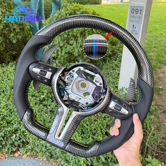 Suitable for BMW 3/4/5/X5 series F30 F10 F15 F20 F34, carbon fiber steering wheel with carbon fiber magnetic paddles, pure carbo