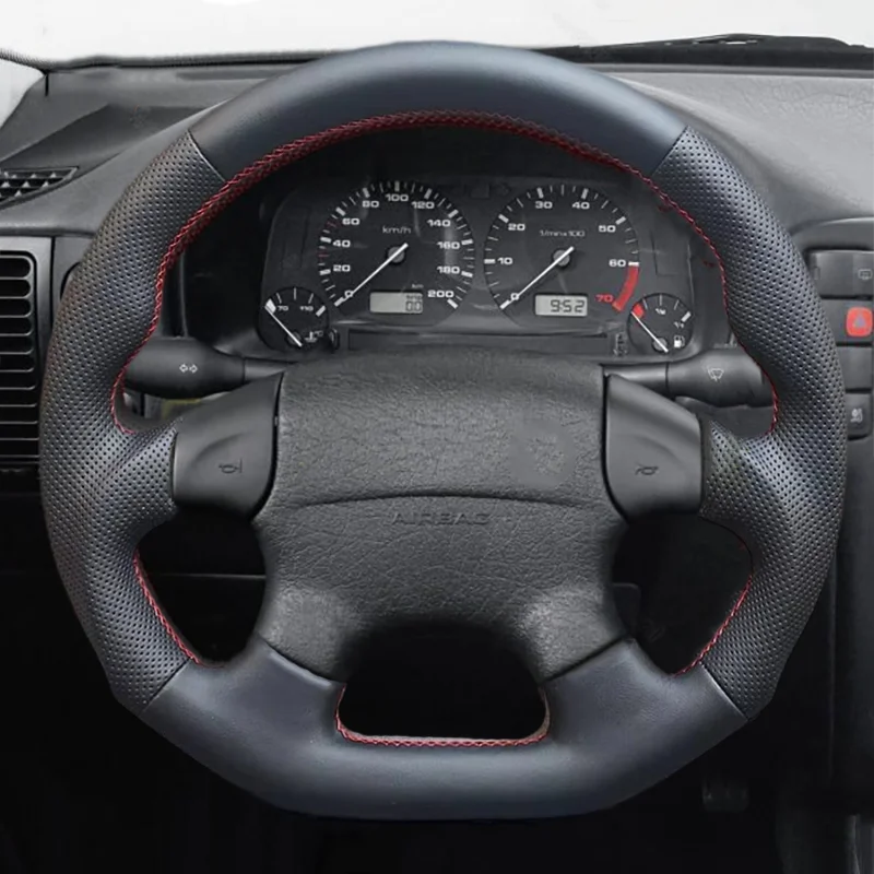 Leather Sport Steering Wheel For VW Golf 3 III GTI Flat Bottom