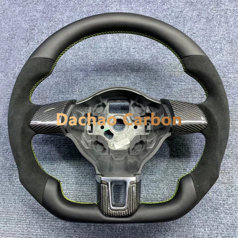 Real Carbon Fiber Steering Wheel For Volkswage VW Golf 6 6R GTI High Quality Leather Custom Style