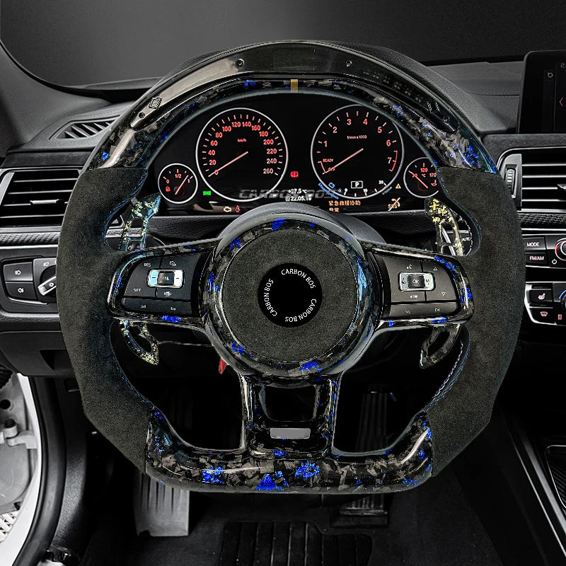 LED For Volkswagen Golf MK5 MK6 MK7 7.5 GTI GTD GTE R Polo Custom Carbon Fiber R Line Sports Steering Wheel Alcantara