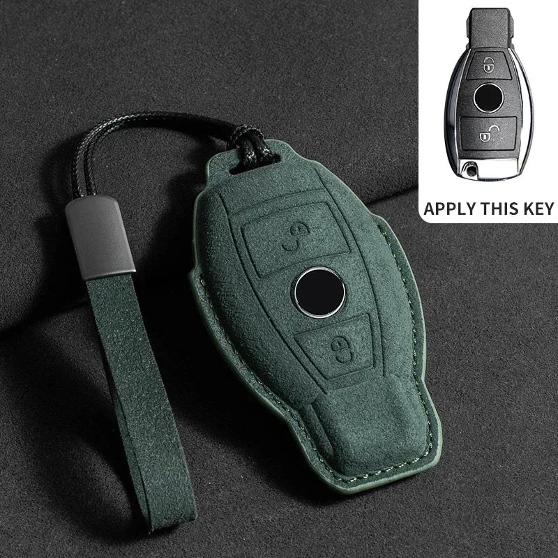 Suede Car Key Case Cover Protector Shell for Mercedes Benz A C E S G Class GLC CLE CLA GLB GLS W177 W205 W213 W222 X167 AMG