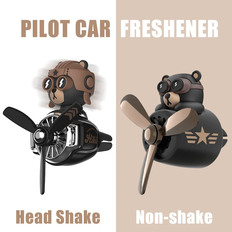 Rotating airplane pilot bear car air fresheners accessories interior decorations fan vent clips perfume fragrance diffuser aroma