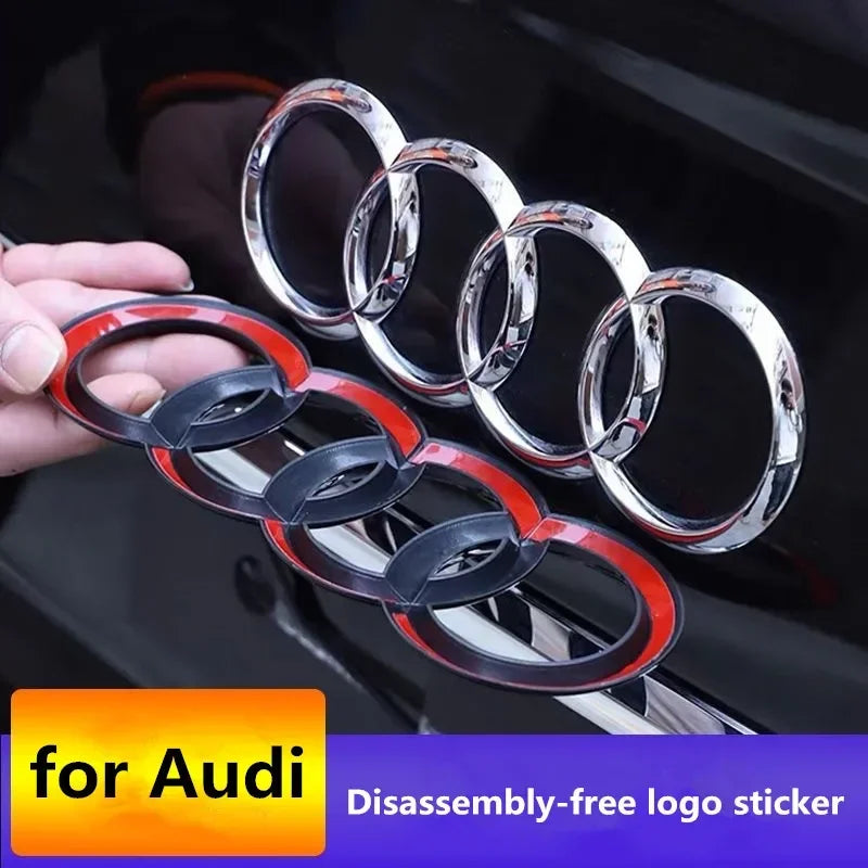 For Audi A4 A3 A5 A7 Q3 Q5 Q7 Q2 A6 logo directly covered front logo decoration accessories Refitted four-ring black LOGO
