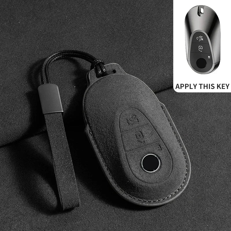 Suede Car Key Case Cover Protector Shell for Mercedes Benz A C E S G Class GLC CLE CLA GLB GLS W177 W205 W213 W222 X167 AMG