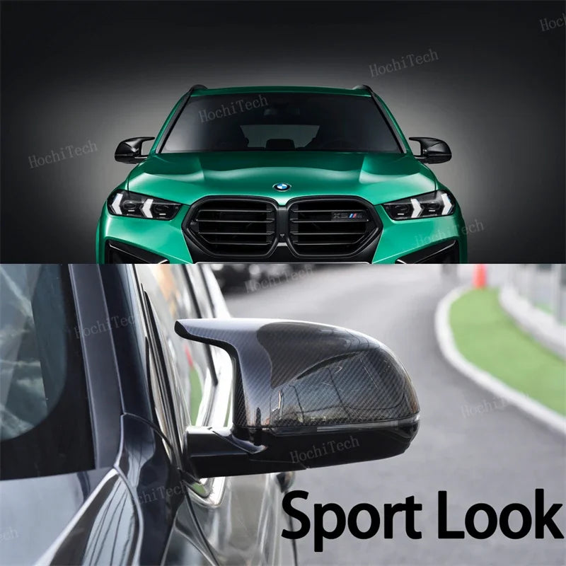 4pcs Carbon Fiber Look Black Rear View Side Mirror Cover Caps Shell Case for BMW X3 iX3 G01 G08, X4 G02, X5 G05, X6 G06, X7 G07