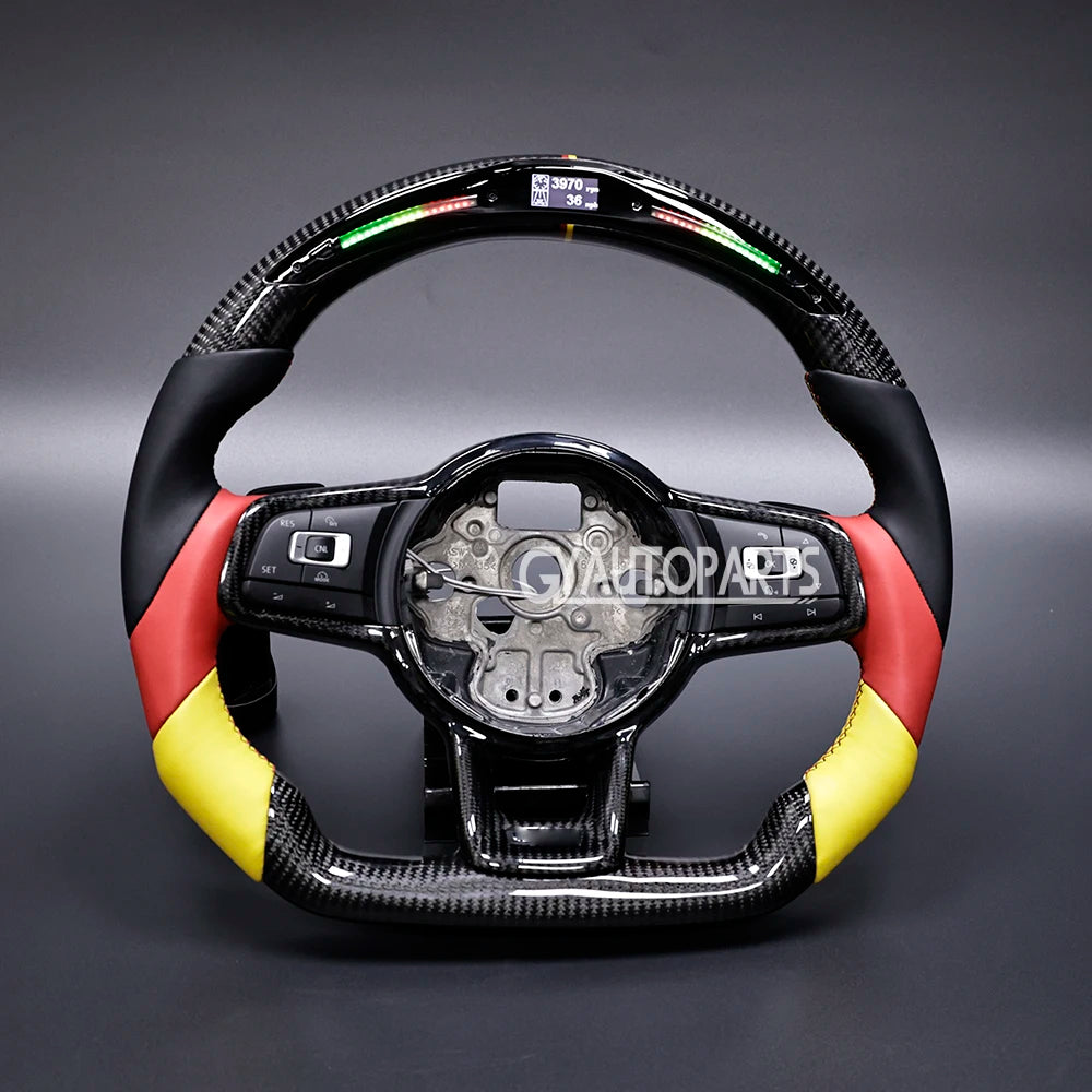 Fit For VW Carbon Fiber LED Steering Wheel Volkswagen Golf 7 MK7 Mk7.5 GTI Scirocco Polo GTS R Line  Customized Racing Wheel