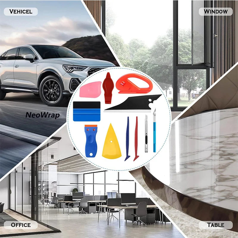 Car Wrapping Tools Window Tinting Tools Kit Wrap Knife Felt Squeegee Vinyl Spatula Plastic Scraper ﻿Film Covering Foil Tool