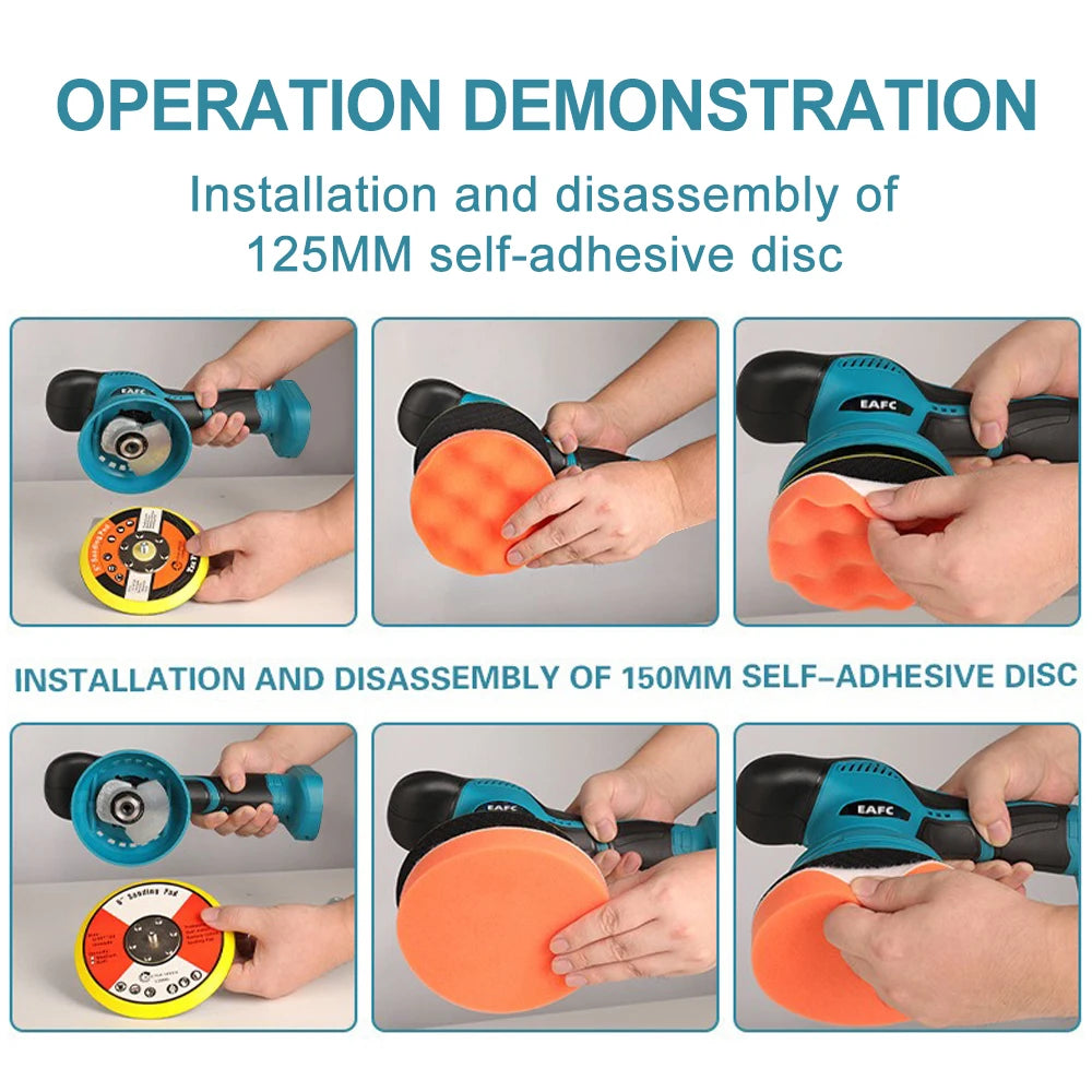 Cordless Polisher 6 Gears Adjustable Car Waxing Polishing Machine Metal Waxing Wood Sanding for Makita 21v Battery (No Battery)