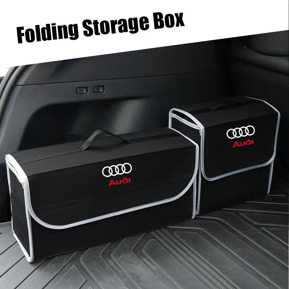 Car Emblem Trunk Organizer Storage Box Auto Interior Stowing Tidying Accessories For Audi SlineA4 B8 A3 8P A6 C7 8V B6 B7 TT RS