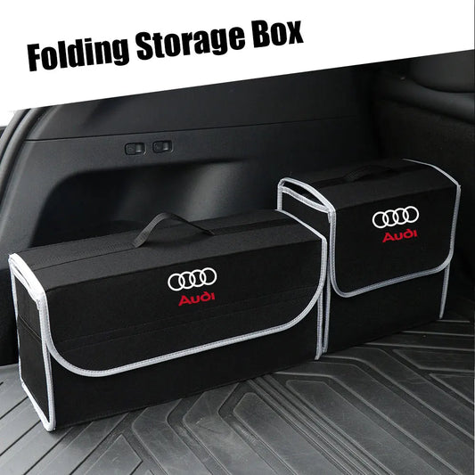 Car Emblem Trunk Organizer Storage Box Auto Interior Stowing Tidying Accessories For Audi SlineA4 B8 A3 8P A6 C7 8V B6 B7 TT RS