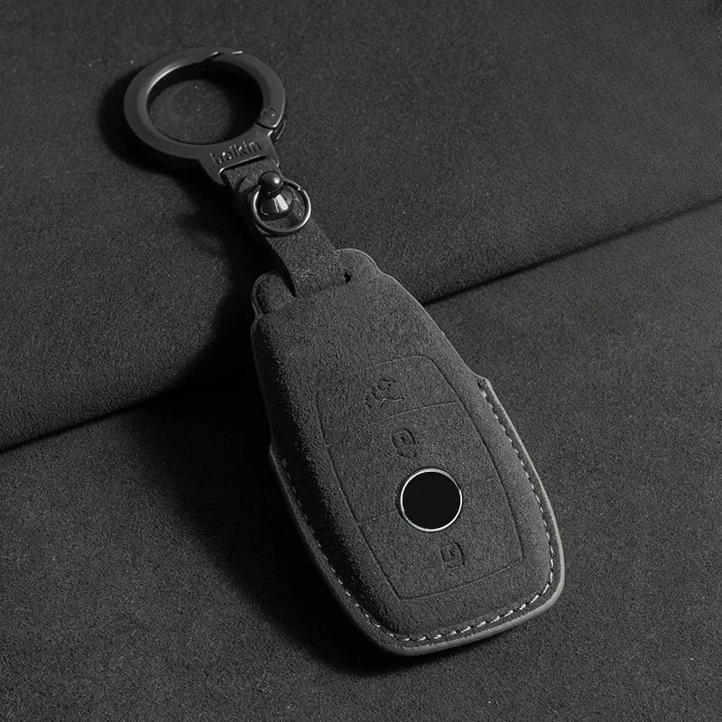 Suede Car Key Case Cover Protector Shell for Mercedes Benz A C E S G Class GLC CLE CLA GLB GLS W177 W205 W213 W222 X167 AMG